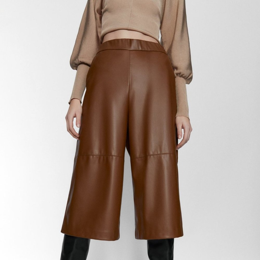 Zara Faux Leather Long Shorts - Picture 3 of 8